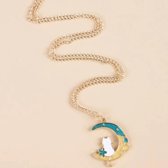 π Awesome Boho Pastel Kitty Cat Crescent Moon Necklace π - Picture 4 of 4
